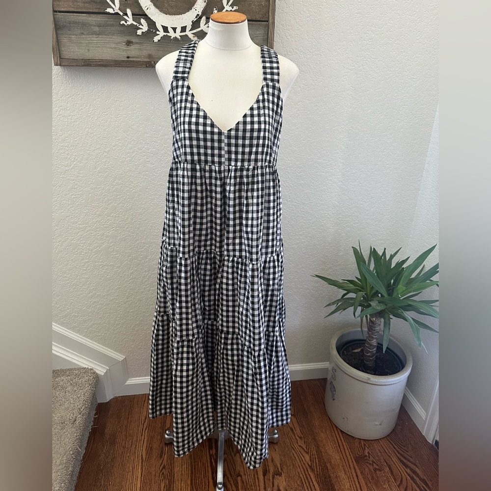 DISSH August Black and White Gingham Midi Dress ladies size 12 NWT - Picture 1 of 8